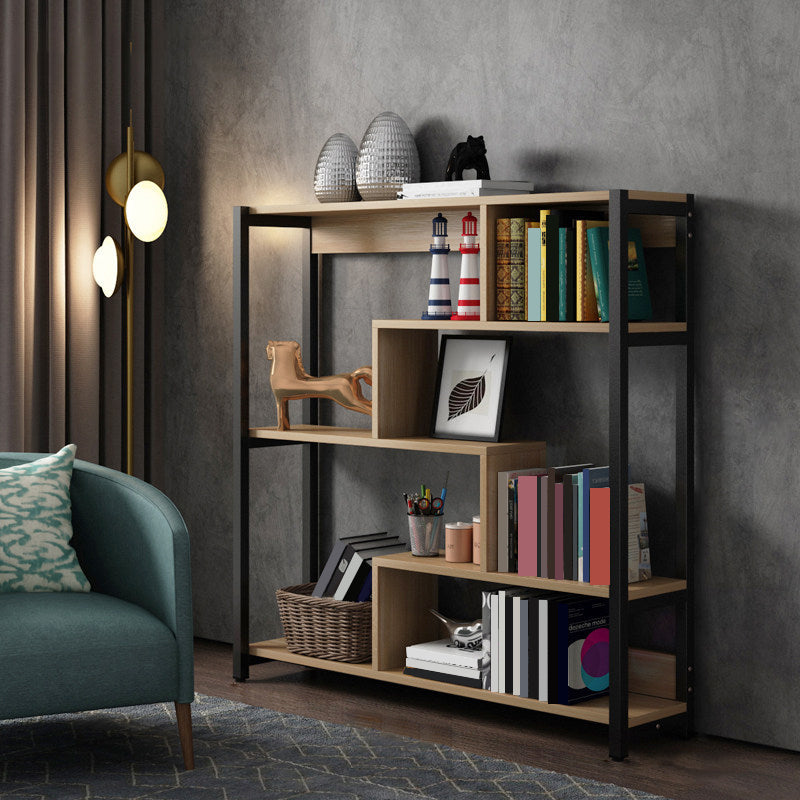 Modern Style Wood Bookcase Open Back Bookshelf for Home Office Natural 47.2"L x 10.6"W x 47.2"H Clearhalo 'Bookcases' 'Furniture' 'furniture_bookcases' 'Office Furniture' 4912653