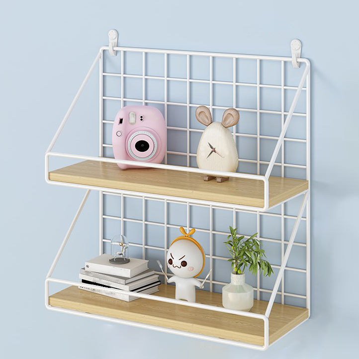 Home Floating Bookcase Modern Metal Bookshelf With Rectangular Shelves 13.8"L x 6.3"W x 16.1"H White Clearhalo 'Bookcases' 'furn' 'furn_bookcases' 'Furniture' 'furniture_bookcases' 'Office Furniture' 4912726