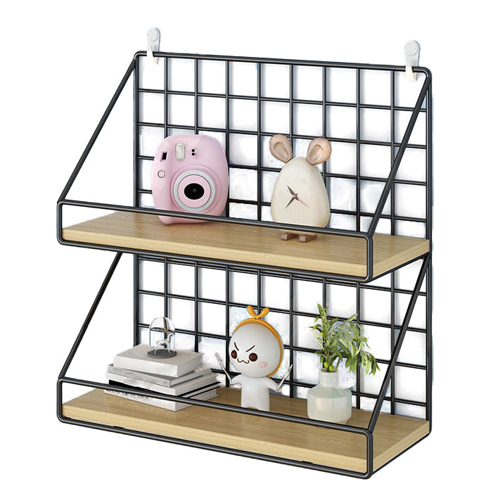 Home Floating Bookcase Modern Metal Bookshelf With Rectangular Shelves 13.8"L x 6.3"W x 16.1"H Black Clearhalo 'Bookcases' 'furn' 'furn_bookcases' 'Furniture' 'furniture_bookcases' 'Office Furniture' 4912737