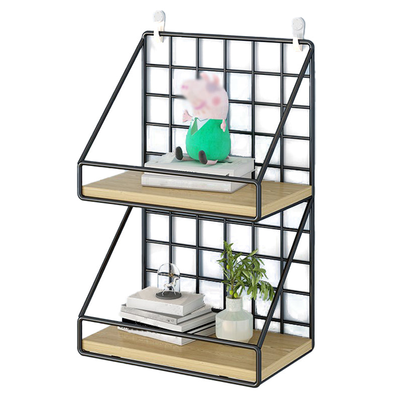 Home Floating Bookcase Modern Metal Bookshelf With Rectangular Shelves 9.8"L x 6.3"W x 16.1"H Black Clearhalo 'Bookcases' 'furn' 'furn_bookcases' 'Furniture' 'furniture_bookcases' 'Office Furniture' 4912745