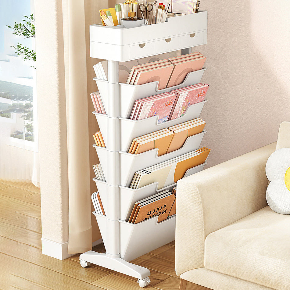 7.87"W Bookcase Contemporary Style Closed Back White Bookshelf for Home Office Clearhalo 'Bookcases' 'furn' 'furn_bookcases' 'Furniture' 'furniture_bookcases' 'Office Furniture' 4912783