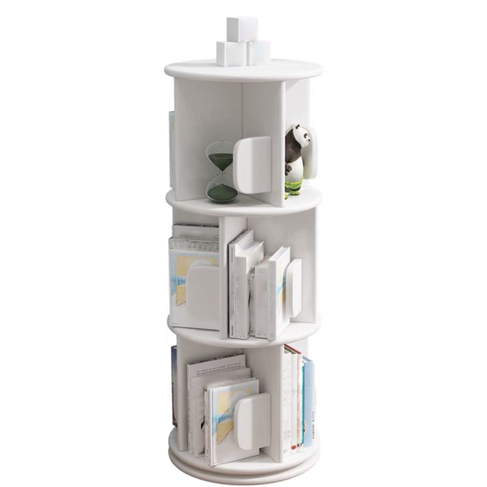 Solid Wood Geometric Bookcase Modern Rotatable Bookshelf for Home 15.7"L x 15.7"W x 38.6"H White Clearhalo 'Bookcases' 'furn' 'furn_bookcases' 'Furniture' 'furniture_bookcases' 'Office Furniture' 4912794