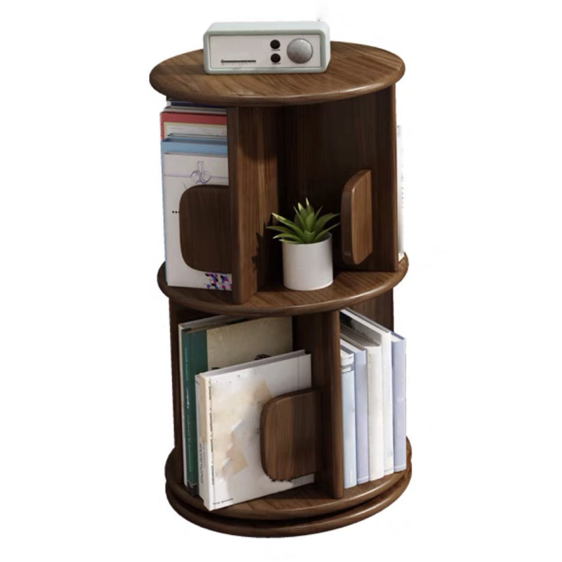 Solid Wood Geometric Bookcase Modern Rotatable Bookshelf for Home 15.7"L x 15.7"W x 26.4"H Walnut Clearhalo 'Bookcases' 'furn' 'furn_bookcases' 'Furniture' 'furniture_bookcases' 'Office Furniture' 4912796