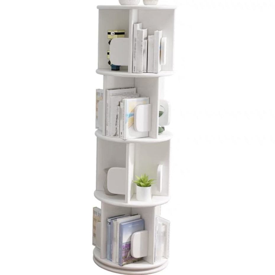 Solid Wood Geometric Bookcase Modern Rotatable Bookshelf for Home 15.7"L x 15.7"W x 51.2"H White Clearhalo 'Bookcases' 'furn' 'furn_bookcases' 'Furniture' 'furniture_bookcases' 'Office Furniture' 4912802