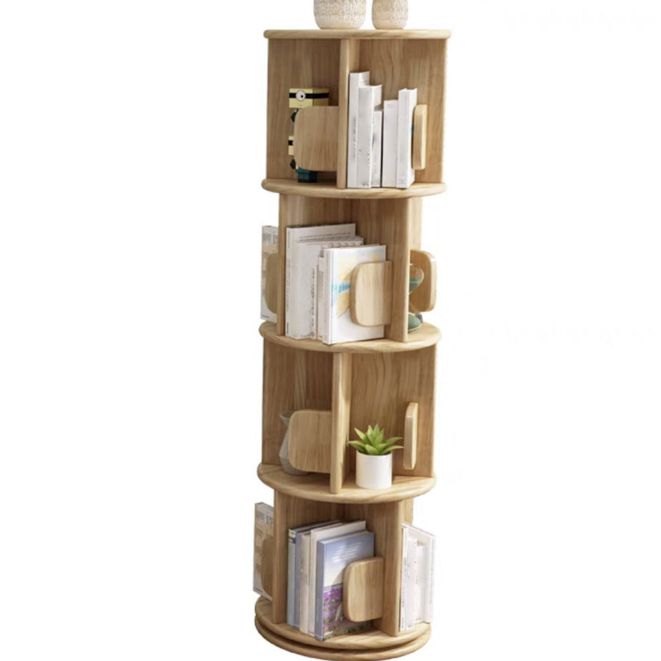 Solid Wood Geometric Bookcase Modern Rotatable Bookshelf for Home 15.7"L x 15.7"W x 51.2"H Wood Clearhalo 'Bookcases' 'furn' 'furn_bookcases' 'Furniture' 'furniture_bookcases' 'Office Furniture' 4912804