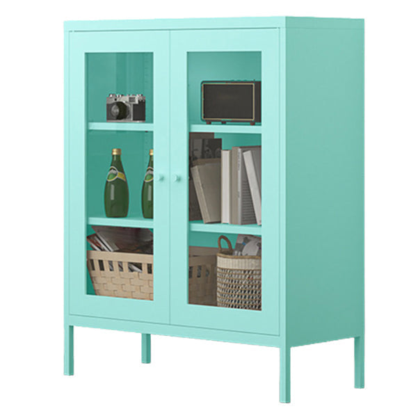 Contemporary Style Metal Bookcase Closed Back Bookshelf with Door for Home Blue 31.5"L x 13.8"W x 40"H 1 Clearhalo 'Bookcases' 'Furniture' 'furniture_bookcases' 'Office Furniture' 4912813