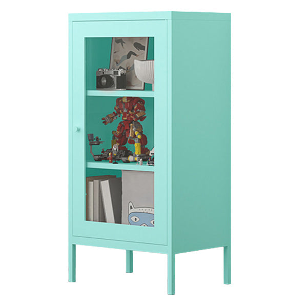Contemporary Style Metal Bookcase Closed Back Bookshelf with Door for Home Blue 19.7"L x 13.8"W x 40"H 1 Clearhalo 'Bookcases' 'Furniture' 'furniture_bookcases' 'Office Furniture' 4912818