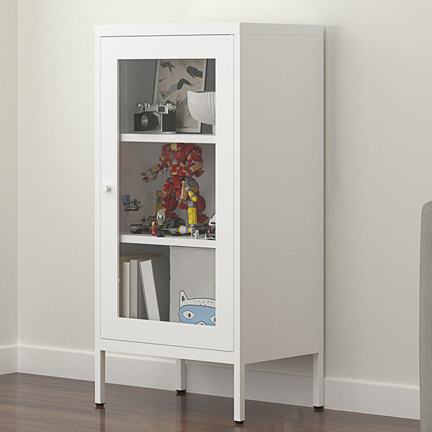 Contemporary Style Metal Bookcase Closed Back Bookshelf with Door for Home White 19.7"L x 13.8"W x 40"H 1 Clearhalo 'Bookcases' 'Furniture' 'furniture_bookcases' 'Office Furniture' 4912823