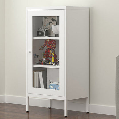 Contemporary Style Metal Bookcase Closed Back Bookshelf with Door for Home White 19.7"L x 13.8"W x 40"H 1 Clearhalo 'Bookcases' 'Furniture' 'furniture_bookcases' 'Office Furniture' 4912823