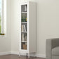 Contemporary Style Metal Bookcase Closed Back Bookshelf with Door for Home White 15.7"L x 13.8"W x 66.9"H 1 Clearhalo 'Bookcases' 'Furniture' 'furniture_bookcases' 'Office Furniture' 4912828