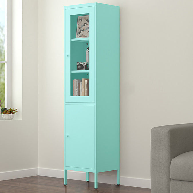 Contemporary Style Metal Bookcase Closed Back Bookshelf with Door for Home Clearhalo 'Bookcases' 'Furniture' 'furniture_bookcases' 'Office Furniture' 4912831