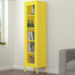 Contemporary Style Metal Bookcase Closed Back Bookshelf with Door for Home Yellow 15.7"L x 13.8"W x 66.9"H 1 Clearhalo 'Bookcases' 'Furniture' 'furniture_bookcases' 'Office Furniture' 4912834