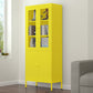 Contemporary Style Metal Bookcase Closed Back Bookshelf with Door for Home Yellow 27.6"L x 13.8"W x 66.9"H 2 Clearhalo 'Bookcases' 'Furniture' 'furniture_bookcases' 'Office Furniture' 4912837