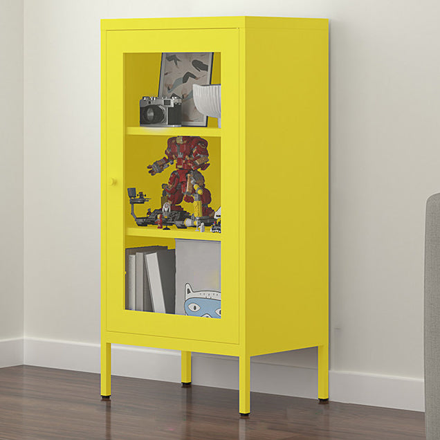 Contemporary Style Metal Bookcase Closed Back Bookshelf with Door for Home Yellow 19.7"L x 13.8"W x 40"H 1 Clearhalo 'Bookcases' 'Furniture' 'furniture_bookcases' 'Office Furniture' 4912838