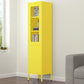 Contemporary Style Metal Bookcase Closed Back Bookshelf with Door for Home Yellow 15.7"L x 13.8"W x 66.9"H 2 Clearhalo 'Bookcases' 'Furniture' 'furniture_bookcases' 'Office Furniture' 4912840