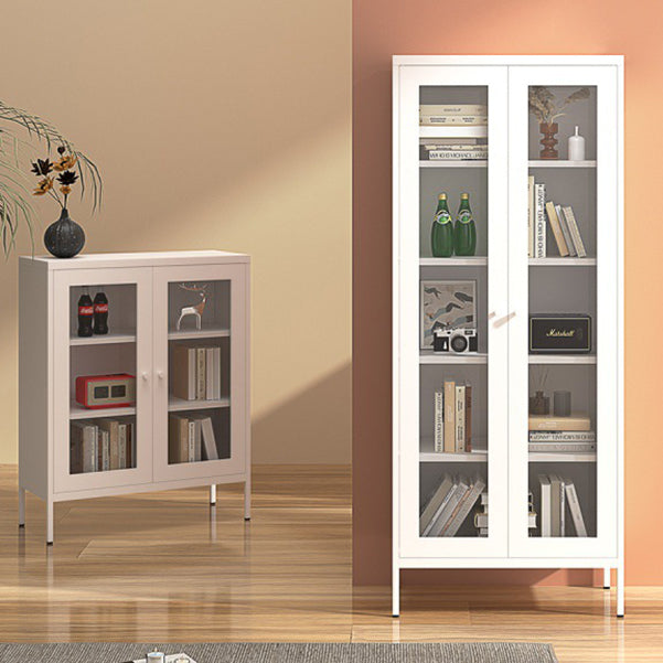 Contemporary Style Metal Bookcase Closed Back Bookshelf with Door for Home Clearhalo 'Bookcases' 'Furniture' 'furniture_bookcases' 'Office Furniture' 4912841