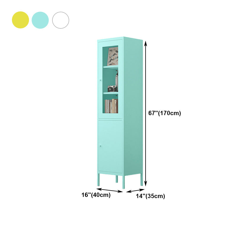 Contemporary Style Metal Bookcase Closed Back Bookshelf with Door for Home Clearhalo 'Bookcases' 'Furniture' 'furniture_bookcases' 'Office Furniture' 4912844