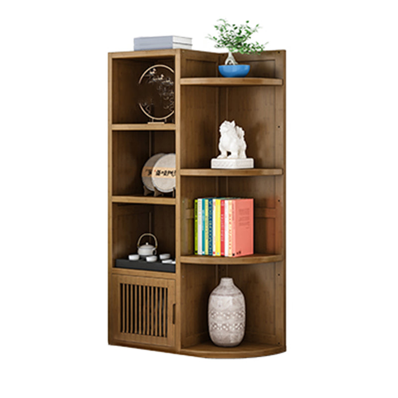 Brown Shelf Bookcase with Doors Vertical Bookshelf for Study Room 23.6"L x 9.8"W x 47.6"H Clearhalo 'Bookcases' 'Furniture' 'furniture_bookcases' 'Office Furniture' 4912882