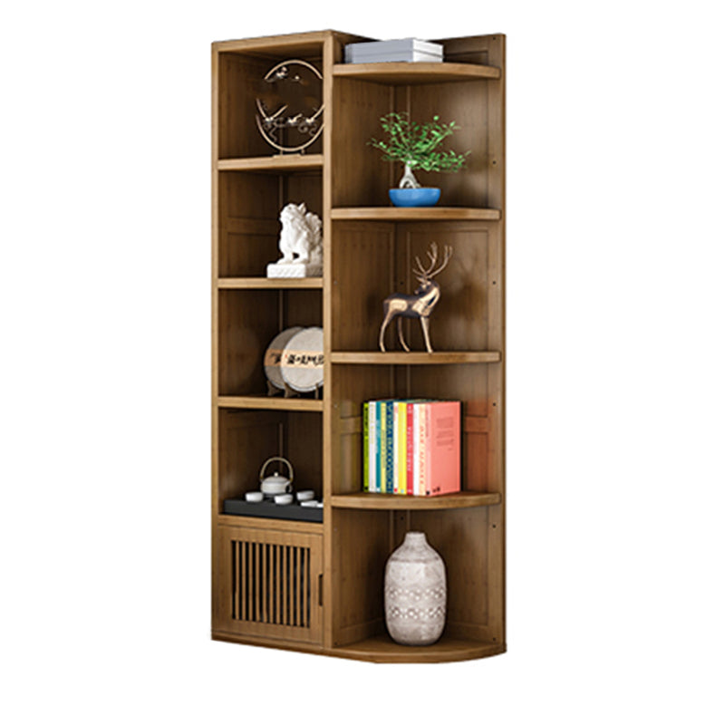 Brown Shelf Bookcase with Doors Vertical Bookshelf for Study Room 23.6"L x 9.8"W x 59.4"H Clearhalo 'Bookcases' 'Furniture' 'furniture_bookcases' 'Office Furniture' 4912884