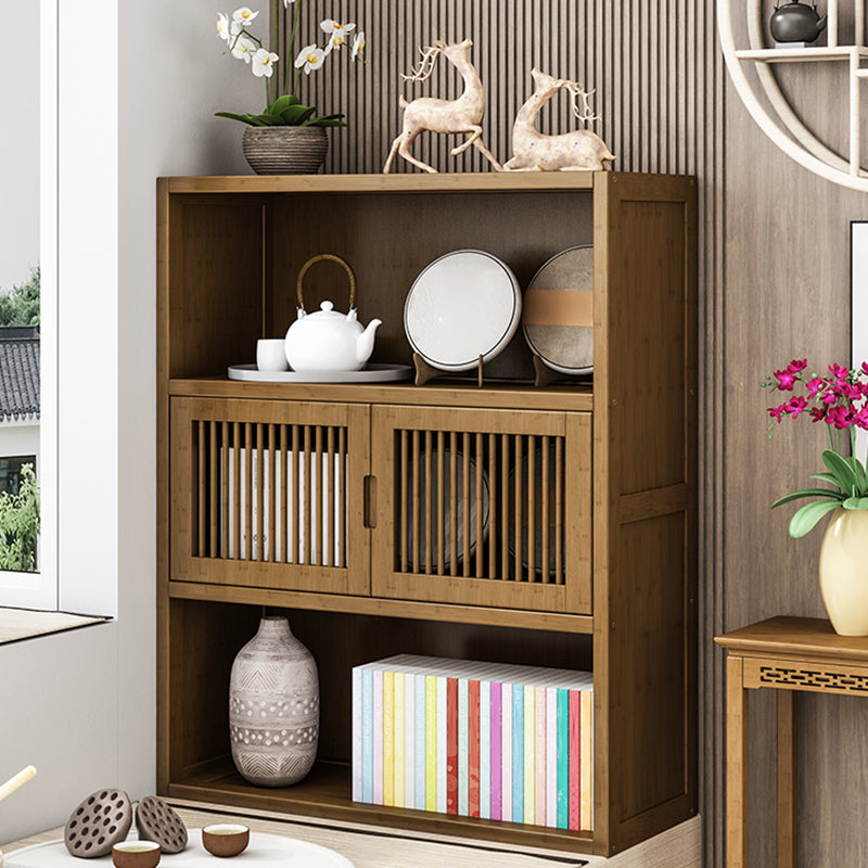 Brown Shelf Bookcase with Doors Vertical Bookshelf for Study Room Clearhalo 'Bookcases' 'Furniture' 'furniture_bookcases' 'Office Furniture' 4912887