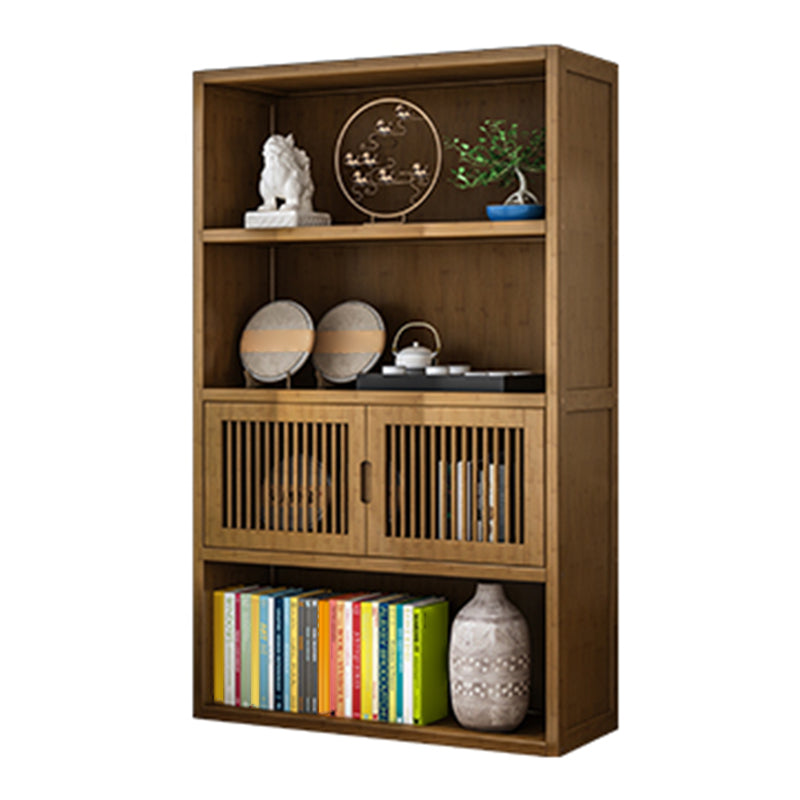 Brown Shelf Bookcase with Doors Vertical Bookshelf for Study Room 23.6"L x 9.8"W x 48.4"H Clearhalo 'Bookcases' 'Furniture' 'furniture_bookcases' 'Office Furniture' 4912889