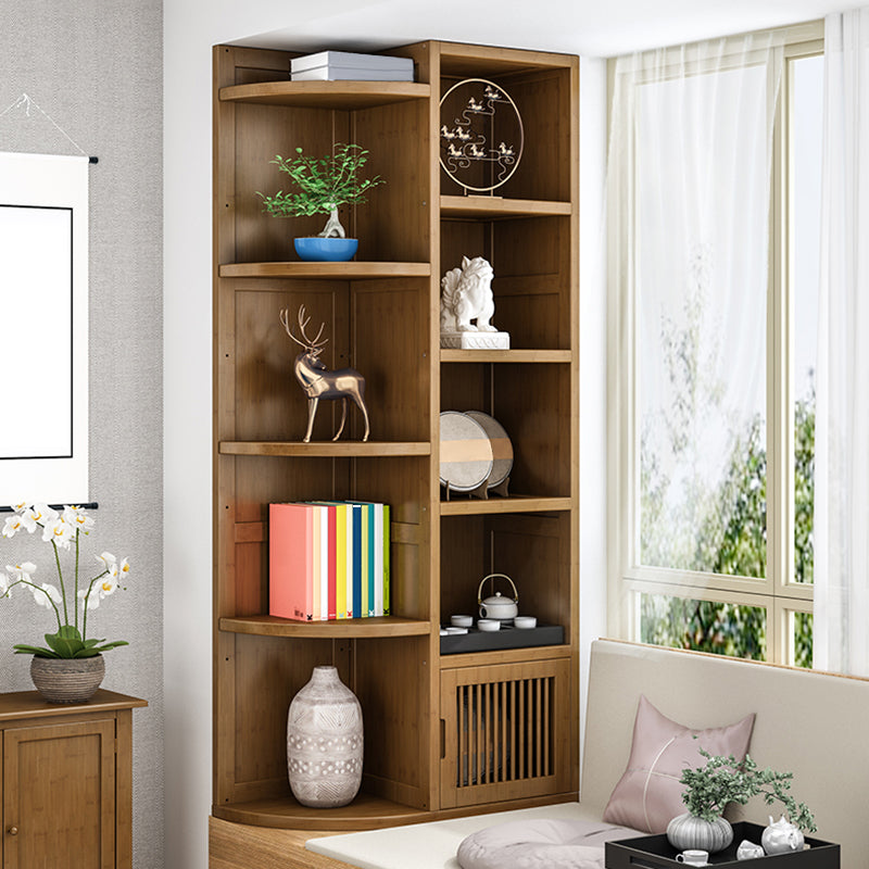 Brown Shelf Bookcase with Doors Vertical Bookshelf for Study Room Clearhalo 'Bookcases' 'Furniture' 'furniture_bookcases' 'Office Furniture' 4912895