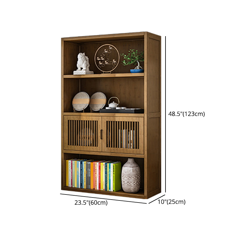 Brown Shelf Bookcase with Doors Vertical Bookshelf for Study Room Clearhalo 'Bookcases' 'Furniture' 'furniture_bookcases' 'Office Furniture' 4912901