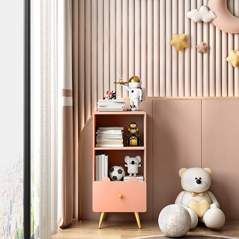 Wood Standard Bookcase Contemporary Style Closed Back Bookshelf with Drawer 18.9"L x 13.8"W x 41.1"H Dark Pink Clearhalo 'Bookcases' 'furn' 'furn_bookcases' 'Furniture' 'furniture_bookcases' 'Office Furniture' 4913950