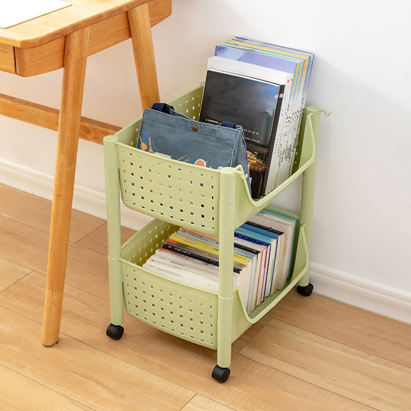 Plastic Standard Bookcase Contemporary Style Open Back Bookshelf with Wheels 13.8"L x 16.5"W x 19.9"H Green Clearhalo 'Bookcases' 'furn' 'furn_bookcases' 'Furniture' 'furniture_bookcases' 'Office Furniture' 4913965