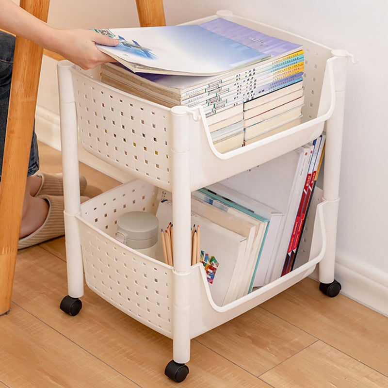 Plastic Standard Bookcase Contemporary Style Open Back Bookshelf with Wheels Clearhalo 'Bookcases' 'furn' 'furn_bookcases' 'Furniture' 'furniture_bookcases' 'Office Furniture' 4913970