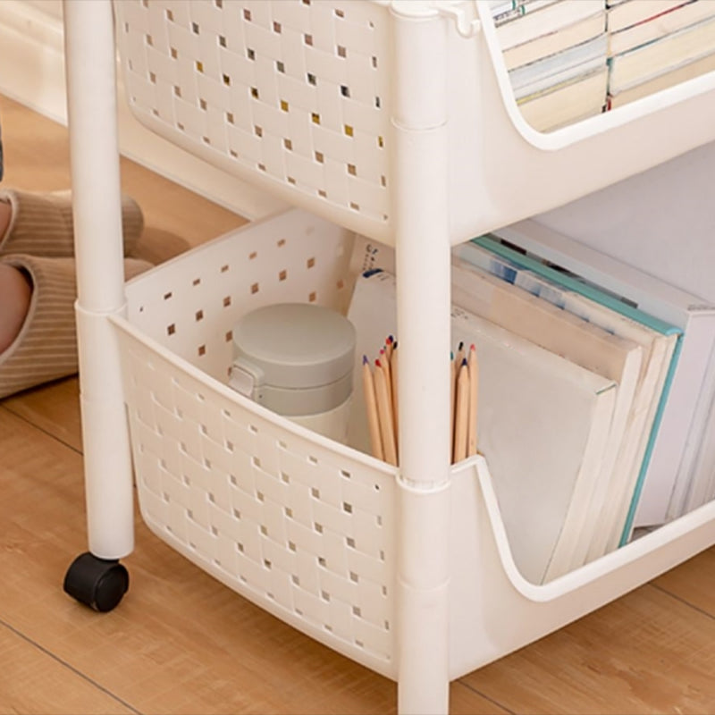 Plastic Standard Bookcase Contemporary Style Open Back Bookshelf with Wheels Clearhalo 'Bookcases' 'furn' 'furn_bookcases' 'Furniture' 'furniture_bookcases' 'Office Furniture' 4913976