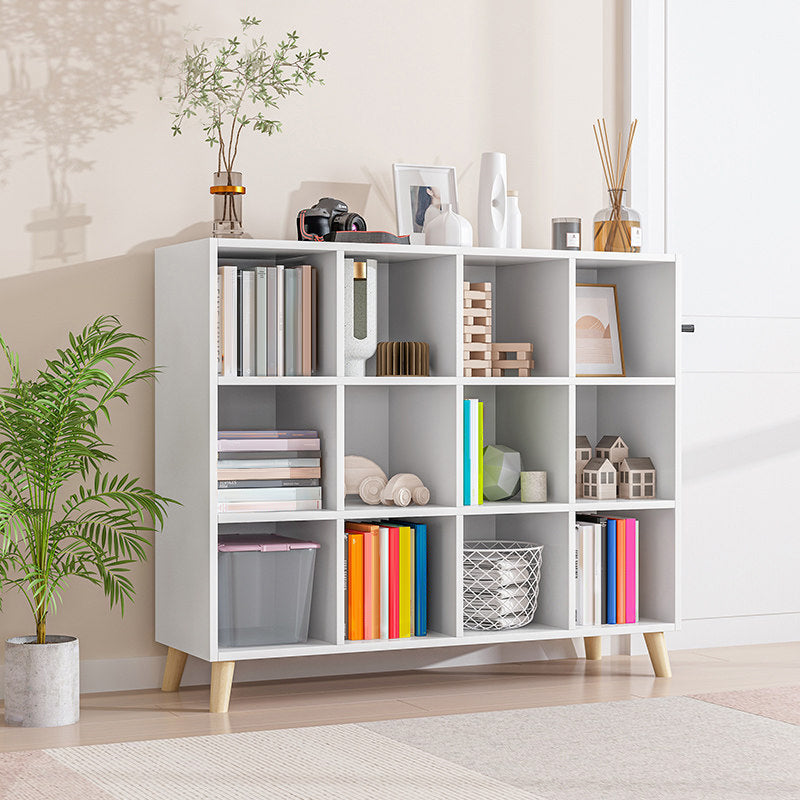 Cube Shelf Bookcase Engineered Wood Bookshelf for Study Room 48.4"L x 11.8"W x 40.9"H White Clearhalo 'Bookcases' 'furn' 'furn_bookcases' 'Furniture' 'furniture_bookcases' 'Office Furniture' 4914451