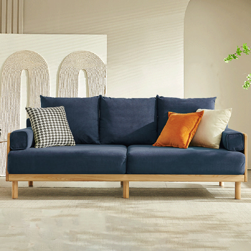 Recessed Arm Sofa Living Room Pillow Back Couch with Solid Wood Frame Blue Latex Clearhalo 'furn' 'furn_sofas' 'Furniture' 'furniture_sofas' 'Living Room Furniture' 'Sofa' 'sofas' 4918644