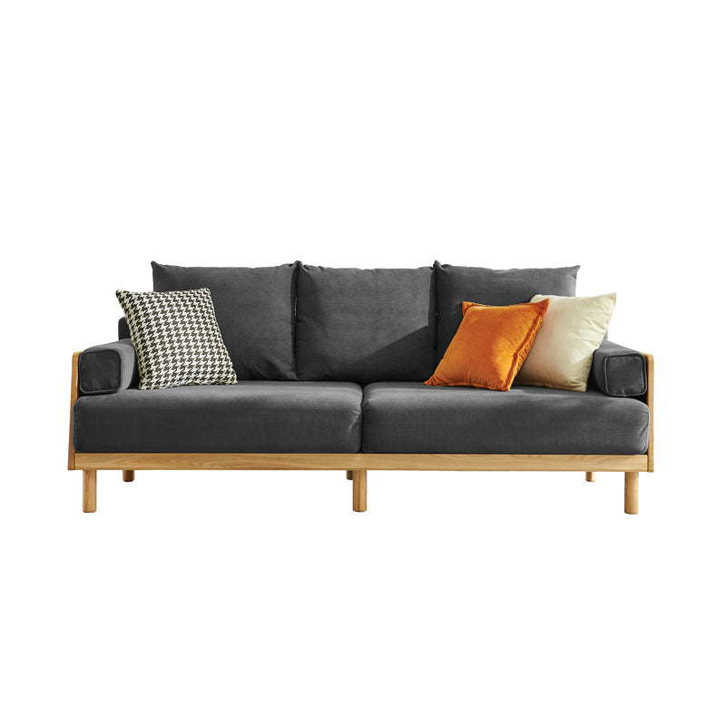 Recessed Arm Sofa Living Room Pillow Back Couch with Solid Wood Frame Dark Gray Sponge Clearhalo 'furn' 'furn_sofas' 'Furniture' 'furniture_sofas' 'Living Room Furniture' 'Sofa' 'sofas' 4918648