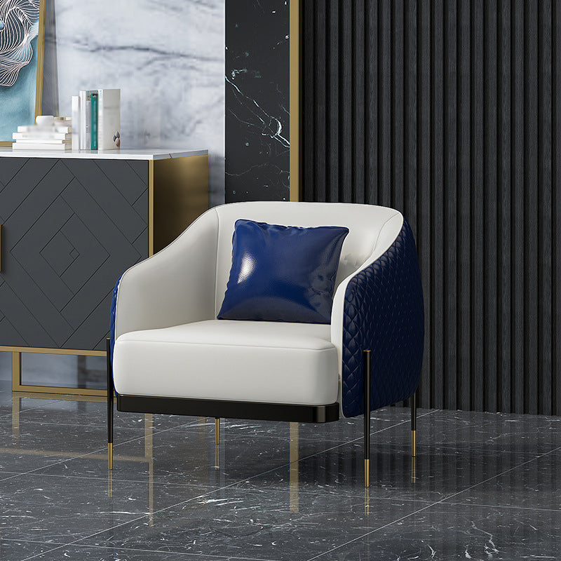 Contemporary Faux Leather Settee Stain-Resistant Couch in Orange and Blue 31.5"L x 31"W x 31"H Blue-White Clearhalo 'furn' 'furn_sofas' 'Furniture' 'furniture_sofas' 'Living Room Furniture' 'Sofa' 'sofas' 4918660