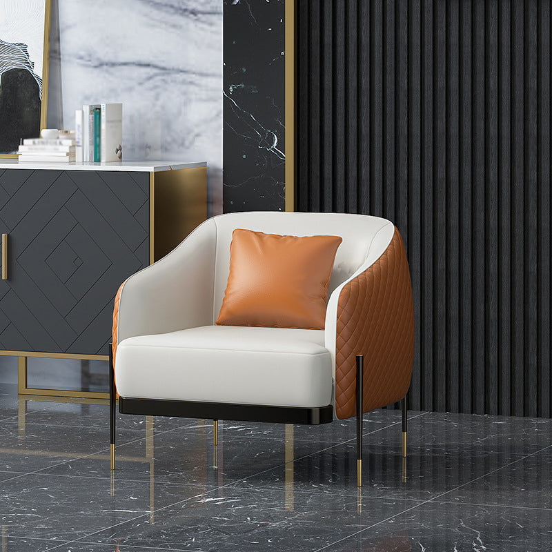 Contemporary Faux Leather Settee Stain-Resistant Couch in Orange and Blue 31.5"L x 31"W x 31"H Orange White Clearhalo 'furn' 'furn_sofas' 'Furniture' 'furniture_sofas' 'Living Room Furniture' 'Sofa' 'sofas' 4918665