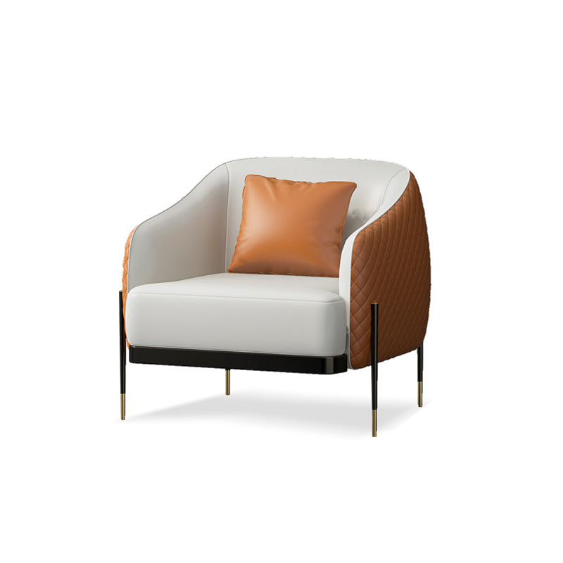 Contemporary Faux Leather Settee Stain-Resistant Couch in Orange and Blue Clearhalo 'furn' 'furn_sofas' 'Furniture' 'furniture_sofas' 'Living Room Furniture' 'Sofa' 'sofas' 4918666