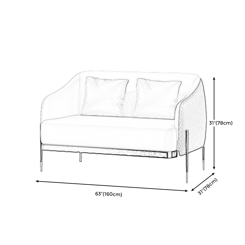 Contemporary Faux Leather Settee Stain-Resistant Couch in Orange and Blue Clearhalo 'furn' 'furn_sofas' 'Furniture' 'furniture_sofas' 'Living Room Furniture' 'Sofa' 'sofas' 4918669