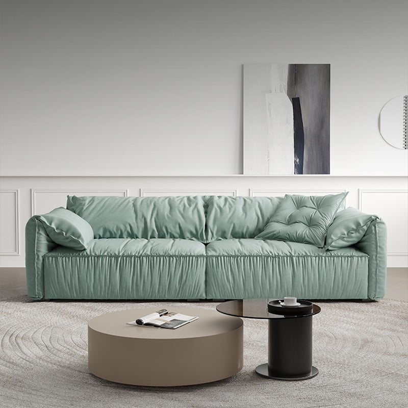 Contemporary Faux Leather Couch Down Filled Settee with Pillow Top Arm Clearhalo 'furn' 'furn_sofas' 'Furniture' 'furniture_sofas' 'Living Room Furniture' 'Sofa' 'sofas' 4918670