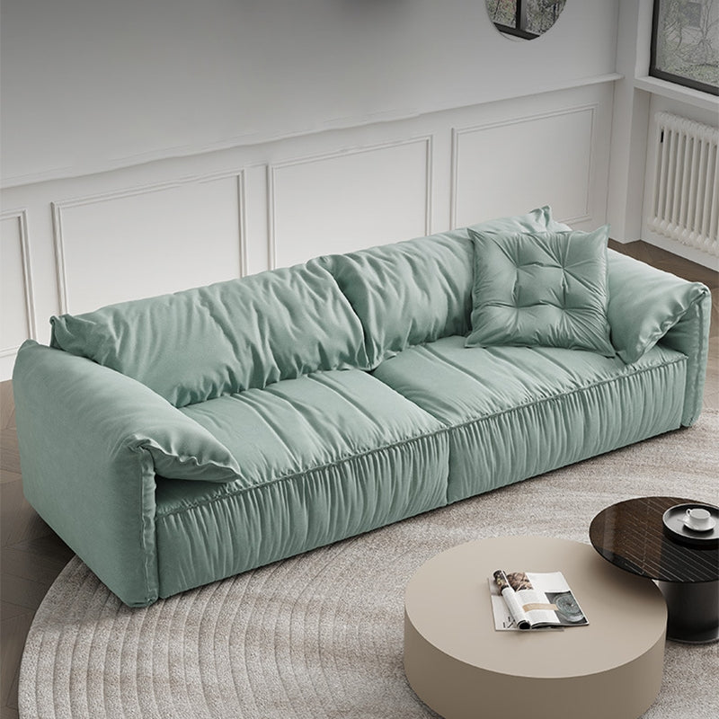 Contemporary Faux Leather Couch Down Filled Settee with Pillow Top Arm 82.7"L x 39.4"W x 29.5"H Blue Suede Clearhalo 'furn' 'furn_sofas' 'Furniture' 'furniture_sofas' 'Living Room Furniture' 'Sofa' 'sofas' 4918671