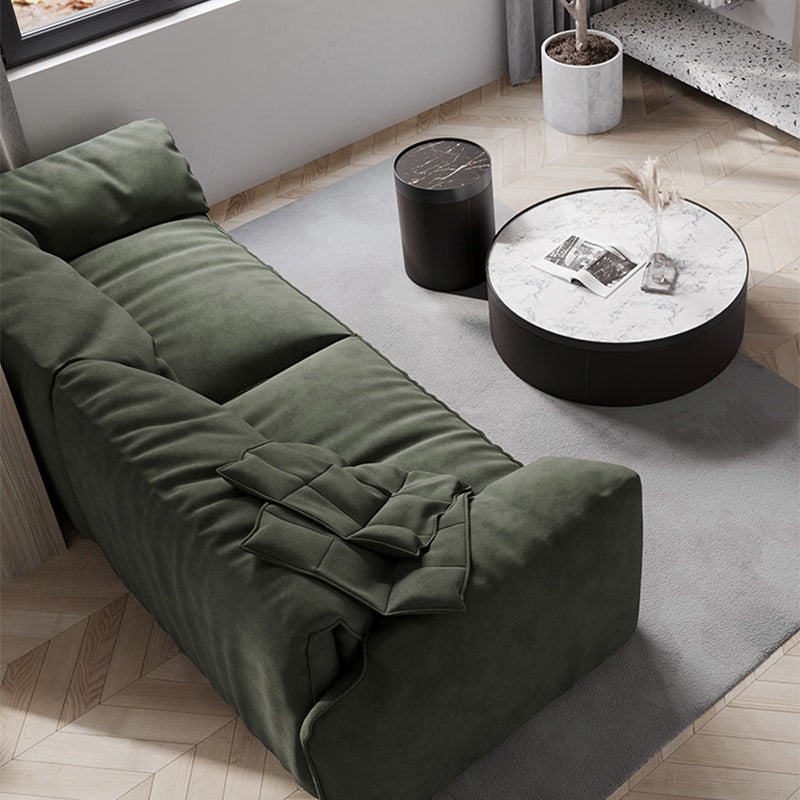 Contemporary Faux Leather Couch Down Filled Settee with Pillow Top Arm Clearhalo 'furn' 'furn_sofas' 'Furniture' 'furniture_sofas' 'Living Room Furniture' 'Sofa' 'sofas' 4918676