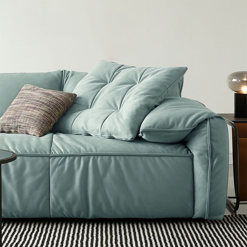 Contemporary Faux Leather Couch Down Filled Settee with Pillow Top Arm Clearhalo 'furn' 'furn_sofas' 'Furniture' 'furniture_sofas' 'Living Room Furniture' 'Sofa' 'sofas' 4918681