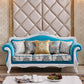 Traditional Velvet Couch Three Cushion Seat Settee with Rolled Arms Ocean Blue Clearhalo 'furn' 'furn_sofas' 'Furniture' 'furniture_sofas' 'Living Room Furniture' 'Sofa' 'sofas' 4918688