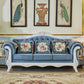Traditional Velvet Couch Three Cushion Seat Settee with Rolled Arms Lake Blue Clearhalo 'furn' 'furn_sofas' 'Furniture' 'furniture_sofas' 'Living Room Furniture' 'Sofa' 'sofas' 4918689