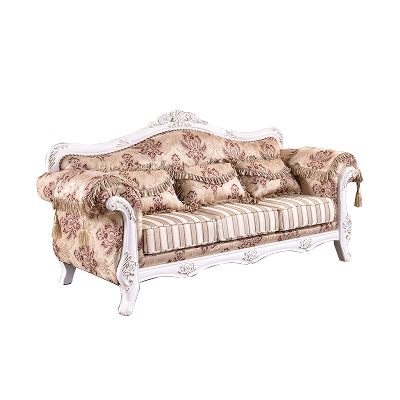 Traditional Velvet Couch Three Cushion Seat Settee with Rolled Arms Orange Yellow Clearhalo 'furn' 'furn_sofas' 'Furniture' 'furniture_sofas' 'Living Room Furniture' 'Sofa' 'sofas' 4918707