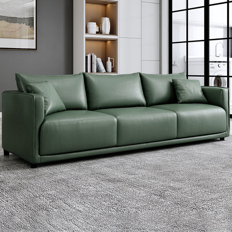 Modern 3-seater Sofa Three Pillows Back Couch with Square Arms for Apartment Green Clearhalo 'furn' 'furn_sofas' 'Furniture' 'furniture_sofas' 'Living Room Furniture' 'Sofa' 'sofas' 4918712