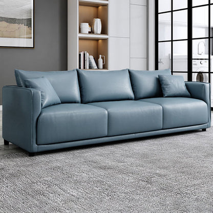 Modern 3-seater Sofa Three Pillows Back Couch with Square Arms for Apartment Blue Clearhalo 'furn' 'furn_sofas' 'Furniture' 'furniture_sofas' 'Living Room Furniture' 'Sofa' 'sofas' 4918713