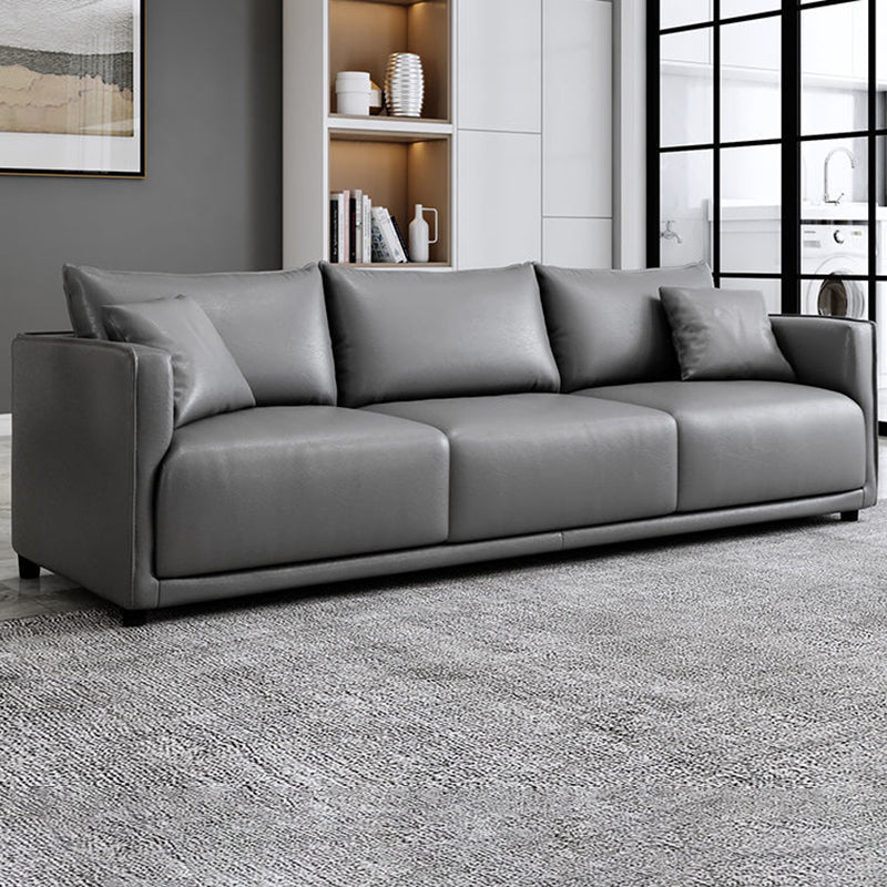 Modern 3-seater Sofa Three Pillows Back Couch with Square Arms for Apartment 71"L x 26"W x 28"H Grey Clearhalo 'furn' 'furn_sofas' 'Furniture' 'furniture_sofas' 'Living Room Furniture' 'Sofa' 'sofas' 4918715
