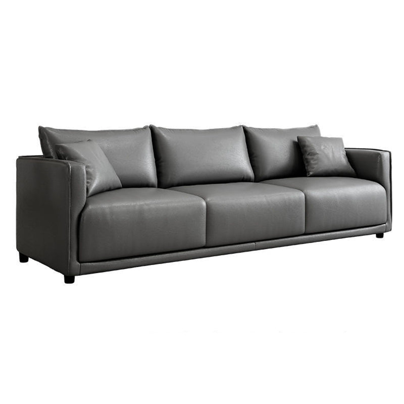 Modern 3-seater Sofa Three Pillows Back Couch with Square Arms for Apartment 79"L x 26"W x 28"H Grey Clearhalo 'furn' 'furn_sofas' 'Furniture' 'furniture_sofas' 'Living Room Furniture' 'Sofa' 'sofas' 4918716