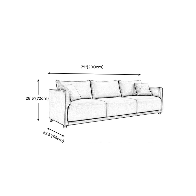 Modern 3-seater Sofa Three Pillows Back Couch with Square Arms for Apartment Clearhalo 'furn' 'furn_sofas' 'Furniture' 'furniture_sofas' 'Living Room Furniture' 'Sofa' 'sofas' 4918722